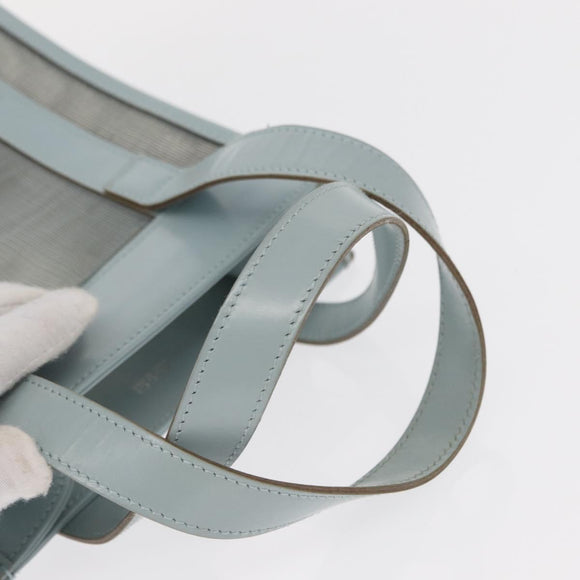 GUCCI Mesh Hand Bag Leather Light Blue 000 2058 0500 5 Auth 156946