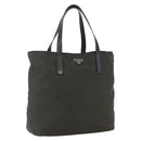 PRADA Tote Bag Nylon Khaki Silver Auth 156947-1