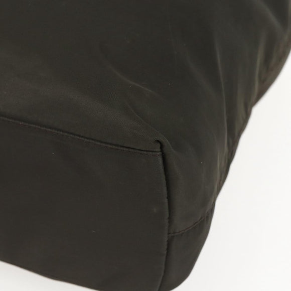 PRADA Tote Bag Nylon Khaki Silver Auth 156947