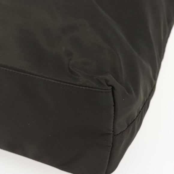 PRADA Tote Bag Nylon Khaki Silver Auth 156947