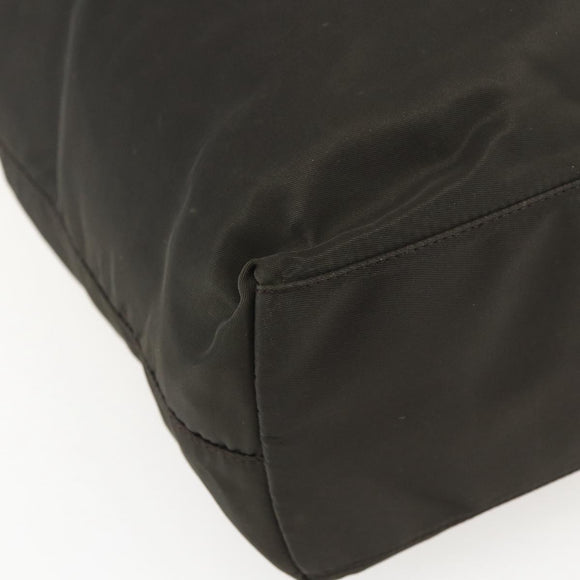 PRADA Tote Bag Nylon Khaki Silver Auth 156947