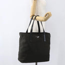 PRADA Tote Bag Nylon Khaki Silver Auth 156947-23