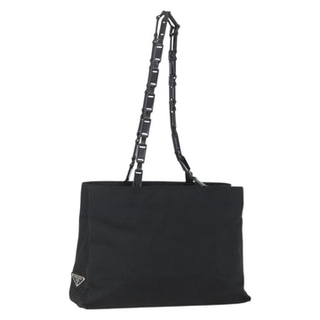 PRADA Shoulder Bag Nylon Black Silver Auth 156948