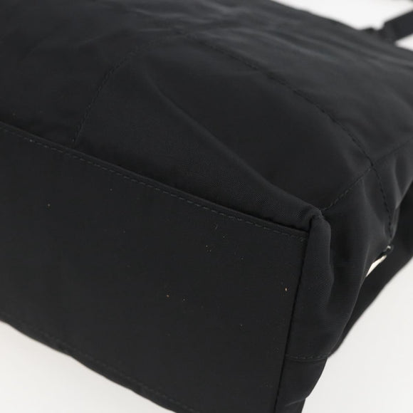 PRADA Shoulder Bag Nylon Black Silver Auth 156948