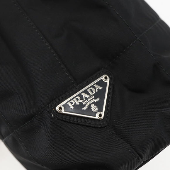 PRADA Shoulder Bag Nylon Black Silver Auth 156948