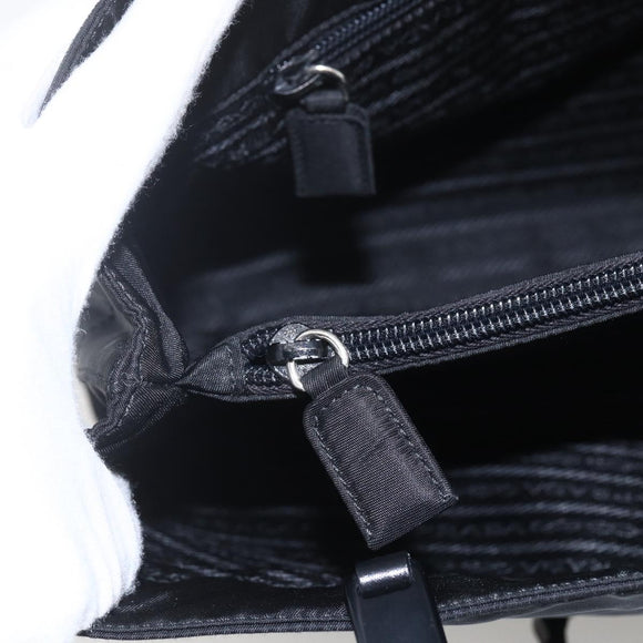 PRADA Shoulder Bag Nylon Black Silver Auth 156948