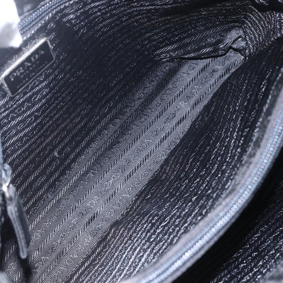 PRADA Shoulder Bag Nylon Black Silver Auth 156948