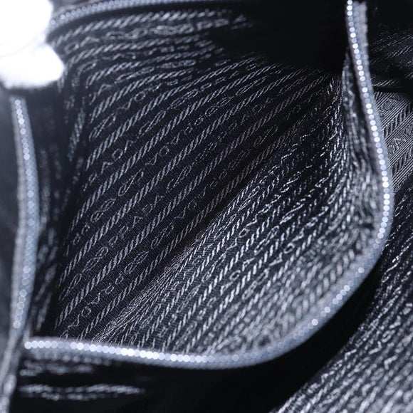 PRADA Shoulder Bag Nylon Black Silver Auth 156948