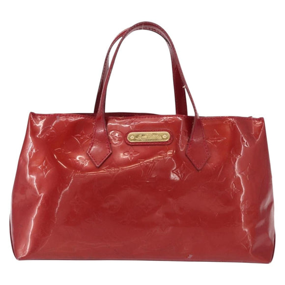 LOUIS VUITTON Vernis Wilshire PM Hand Bag Pomme D'amour M93642 LV Auth 156950