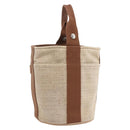 HERMES Sakso PM Hand Bag Canvas Beige Silver Auth 156963-1
