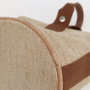 HERMES Sakso PM Hand Bag Canvas Beige Silver Auth 156963-10