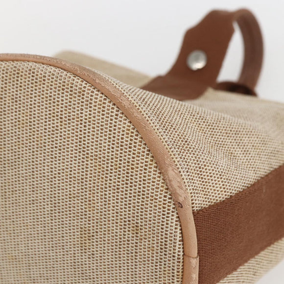 HERMES Sakso PM Hand Bag Canvas Beige Silver Auth 156963