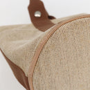 HERMES Sakso PM Hand Bag Canvas Beige Silver Auth 156963-11