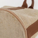 HERMES Sakso PM Hand Bag Canvas Beige Silver Auth 156963-12