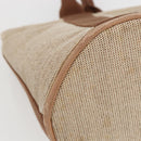 HERMES Sakso PM Hand Bag Canvas Beige Silver Auth 156963-13