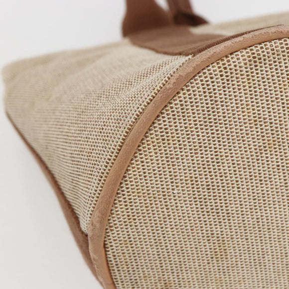 HERMES Sakso PM Hand Bag Canvas Beige Silver Auth 156963