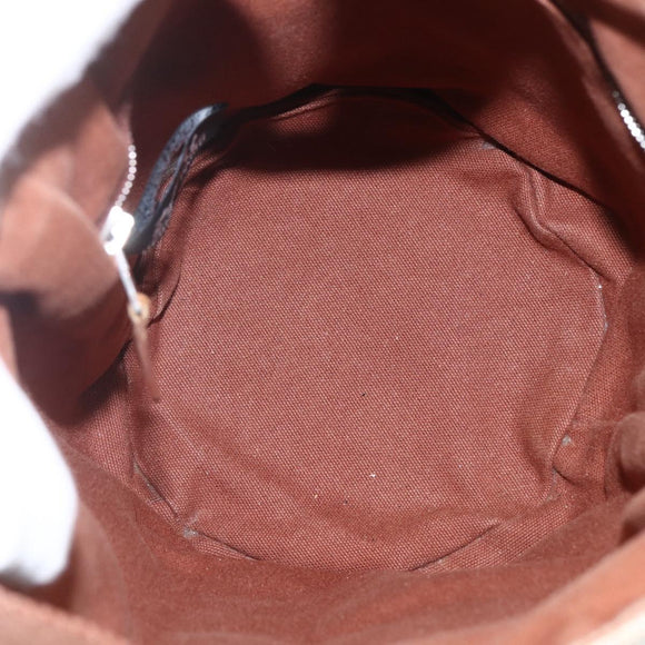 HERMES Sakso PM Hand Bag Canvas Beige Silver Auth 156963