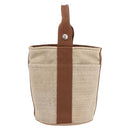 HERMES Sakso PM Hand Bag Canvas Beige Silver Auth 156963-2