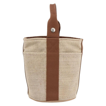 HERMES Sakso PM Hand Bag Canvas Beige Silver Auth 156963 - 0