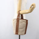 HERMES Sakso PM Hand Bag Canvas Beige Silver Auth 156963-20
