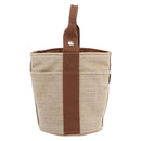 HERMES Sakso PM Hand Bag Canvas Beige Silver Auth 156963-3