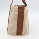 HERMES Sakso PM Hand Bag Canvas Beige Silver Auth 156963-5