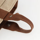 HERMES Sakso PM Hand Bag Canvas Beige Silver Auth 156963-7