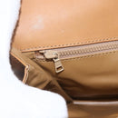 CELINE Macadam Canvas Shoulder Bag PVC Leather White Gold Auth 156965-20