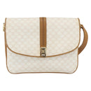 CELINE Macadam Canvas Shoulder Bag PVC Leather White Gold Auth 156965-13