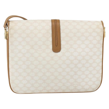 CELINE Macadam Canvas Shoulder Bag PVC Leather White Gold Auth 156965 - 0