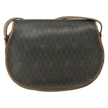 Christian Dior Honeycomb Canvas Shoulder Bag PVC Gold Khaki Auth 156966 - 0