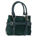 Salvatore Ferragamo Hand Bag Suede 2way Green Gold Auth 156967-1