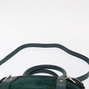 Salvatore Ferragamo Hand Bag Suede 2way Green Gold Auth 156967-10