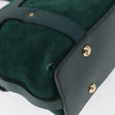 Salvatore Ferragamo Hand Bag Suede 2way Green Gold Auth 156967-14
