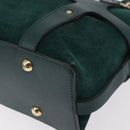 Salvatore Ferragamo Hand Bag Suede 2way Green Gold Auth 156967-15