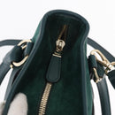 Salvatore Ferragamo Hand Bag Suede 2way Green Gold Auth 156967-16