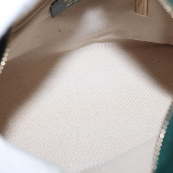 Salvatore Ferragamo Hand Bag Suede 2way Green Gold Auth 156967