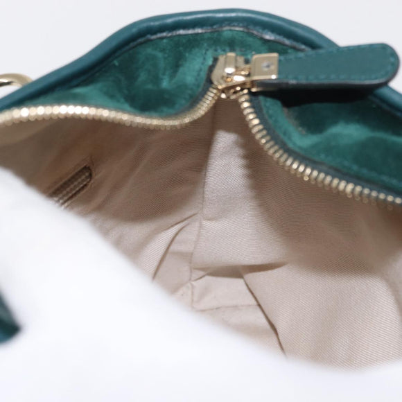 Salvatore Ferragamo Hand Bag Suede 2way Green Gold Auth 156967