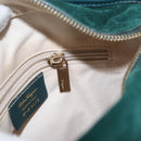 Salvatore Ferragamo Hand Bag Suede 2way Green Gold Auth 156967-21