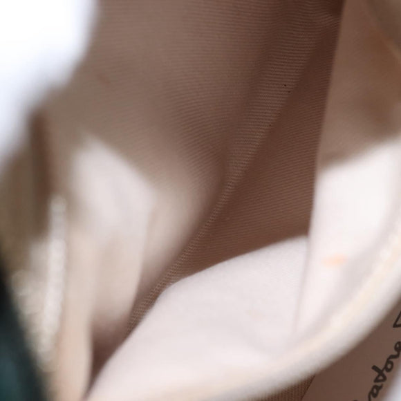 Salvatore Ferragamo Hand Bag Suede 2way Green Gold Auth 156967