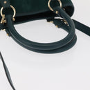 Salvatore Ferragamo Hand Bag Suede 2way Green Gold Auth 156967-7