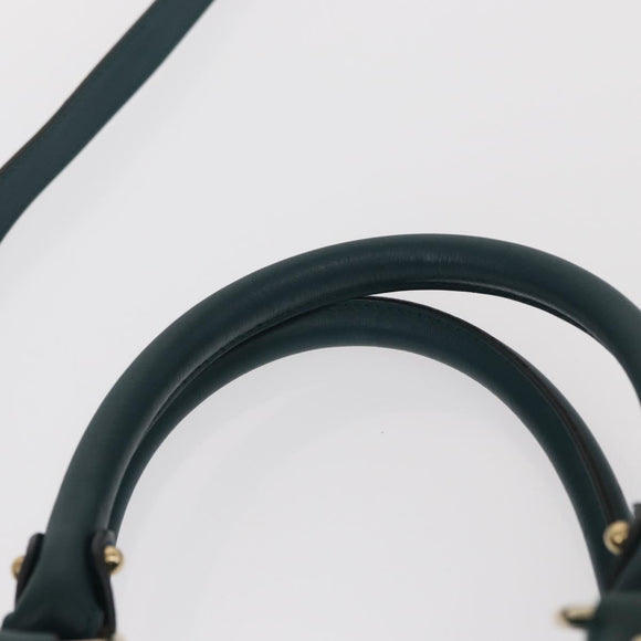 Salvatore Ferragamo Hand Bag Suede 2way Green Gold Auth 156967