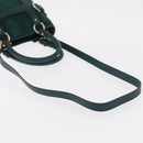 Salvatore Ferragamo Hand Bag Suede 2way Green Gold Auth 156967-9