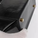 Salvatore Ferragamo Gancini Hand Bag Enamel Black Gold Auth 156968-15