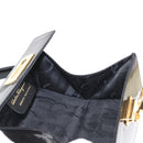 Salvatore Ferragamo Gancini Hand Bag Enamel Black Gold Auth 156968-17