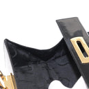 Salvatore Ferragamo Gancini Hand Bag Enamel Black Gold Auth 156968-18