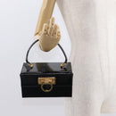 Salvatore Ferragamo Gancini Hand Bag Enamel Black Gold Auth 156968-19