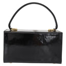 Salvatore Ferragamo Gancini Hand Bag Enamel Black Gold Auth 156968-2