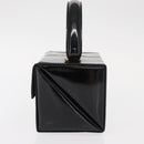 Salvatore Ferragamo Gancini Hand Bag Enamel Black Gold Auth 156968-3