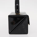 Salvatore Ferragamo Gancini Hand Bag Enamel Black Gold Auth 156968-4